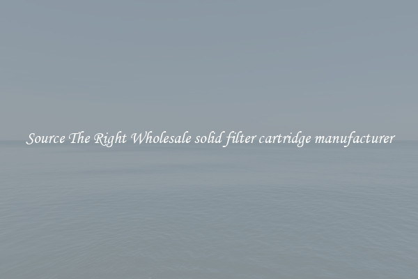 Source The Right Wholesale solid filter cartridge manufacturer