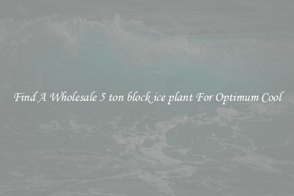 Find A Wholesale 5 ton block ice plant For Optimum Cool